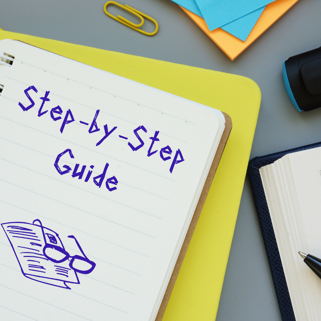Piece of paper with the phrase 'Step-by-Step Guide' symbolizing the process of becoming a licensed massage therapist.